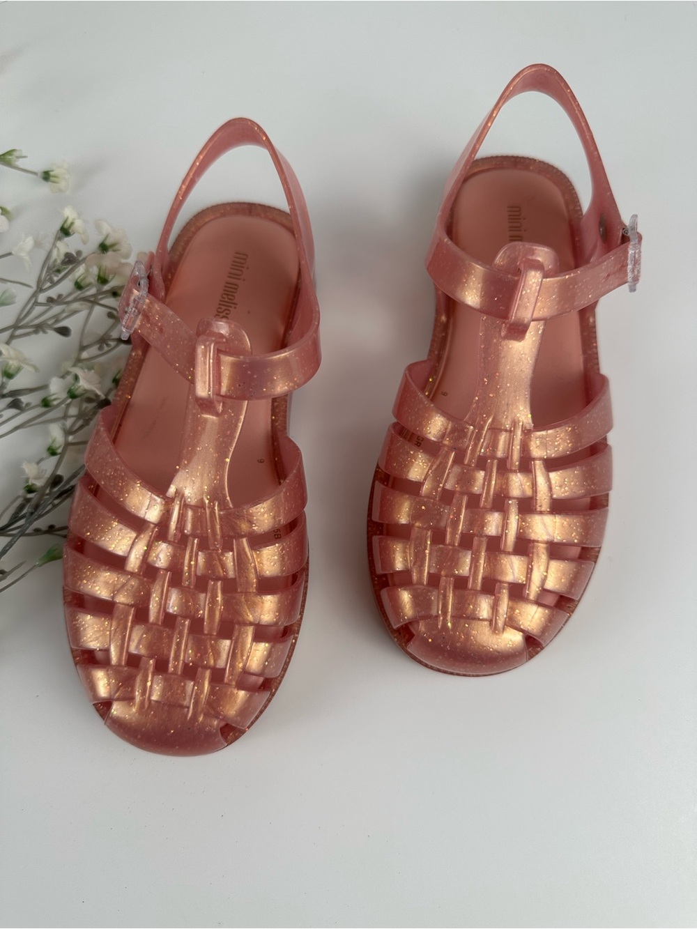 Mini Melissa Pink Glitter Jelly Sandals Toddler Size 13 - Picture 8 of 13